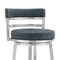 Armen Living Titana 30" Bar Height Swivel Blue Faux Leather and Brushed Stainless Steel Bar Stool 840254335196 - alternate 6